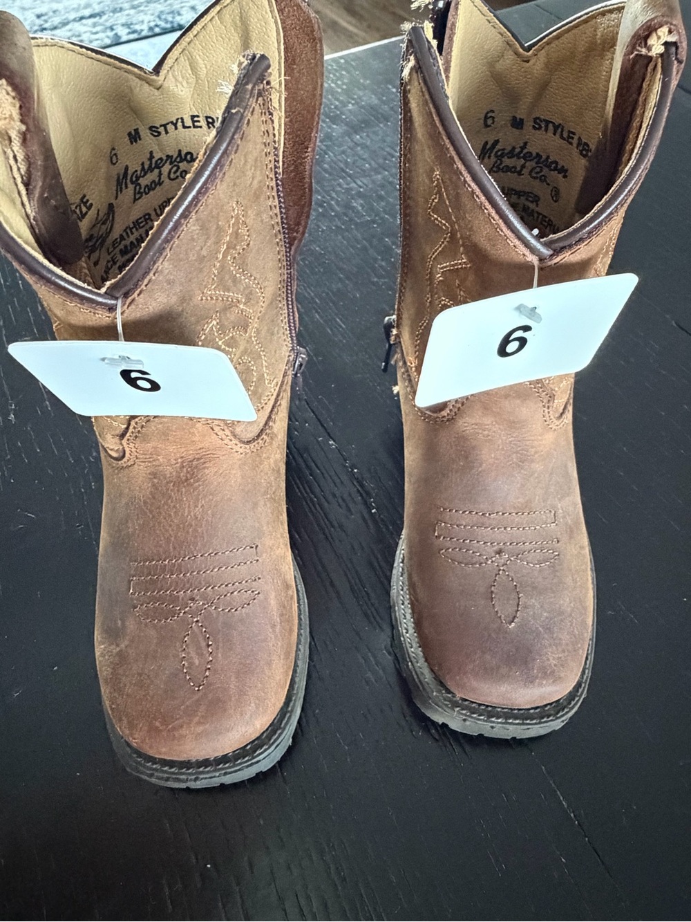 Masters Tan Brown Leather Cowboy Boots with Zipper - Men
